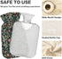 YNNALE 2Liter Retro Sage Green Red Floral Hot Water Bottle with Cover, Soft Velvet Winter Warm Water Bag for Neck