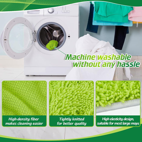10 Pcs Reusable Mop Refill Pads Replacement for Most XL Sweeper 17" x 5" Microfiber Mops Head Cleaning Supplies