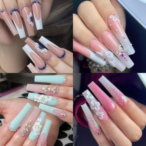 UNA GELLA XXL Coffin Nails Tips, Full Cover 216pcs Extra Long Clear Coffin Ballerina Nail Tips for DIY Art Salon