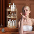 YCIA&DONE 360 Rotating Makeup Organizer - 3 Tiers High Capacity Cosmetic Skincare Perfume Storage for Vanity, Amber Gold