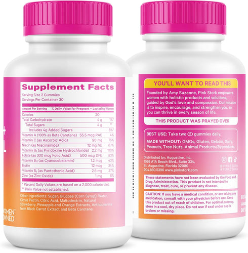 Gummy 60 Gummies Pink Stork Fertility + Prenatal + Postnatal Vitamins Full Motherhood Journey Support Multivitamin