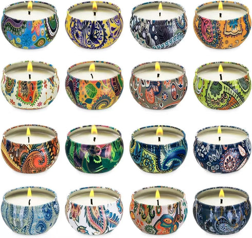 Wfmolcand 16 Set Friends,2.5 OZ. Scented Candles Gift,Natural Soy Wax Aromatherapy Candles,Small Portable Tin Candles
