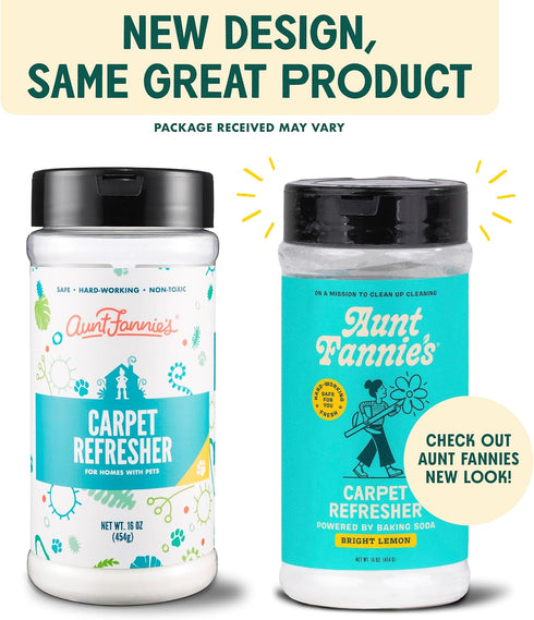 Aunt Fannie's Carpet Refresher, Odor Neutralizer & Deodorizer for Homes, Bright Lemon Scent, 16 Ounce Powder (Pack of 2)
