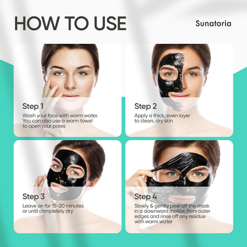 SUNATORIA Blackhead Remover Mask - Activated Charcoal Peel Off Face Mask for Deep Pore Cleaning and Blackhead Removal