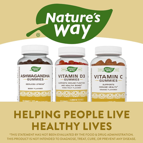 Nature's Way Vitamin D3 Gummies, 120 Gummies, Mixed Fruit Flavored, 2000 IU (50 mcg) per 2-gummy Serving, Supports