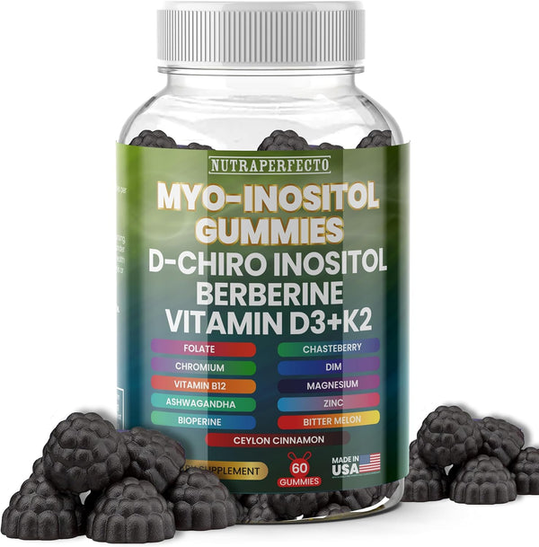 NutraPerfecto Sugar Free Myo-Inositol & D-Chiro Inositol Gummies for Women, Berberine Vitamin D3