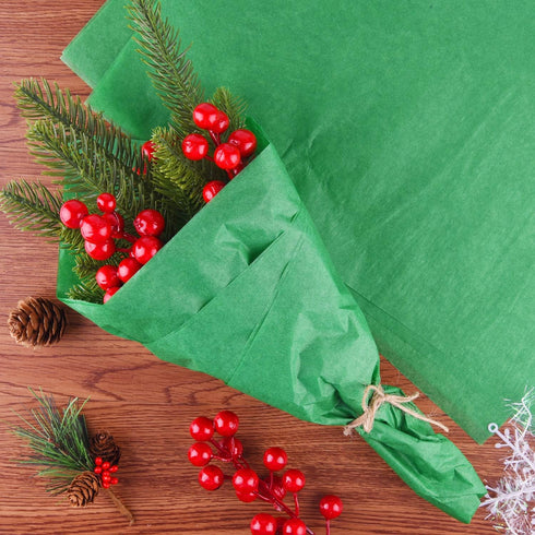 MIAHART 60 Sheets Christmas Tissue Paper | 50 x 35cm | Green Wrapping Paper for DIY Crafts
