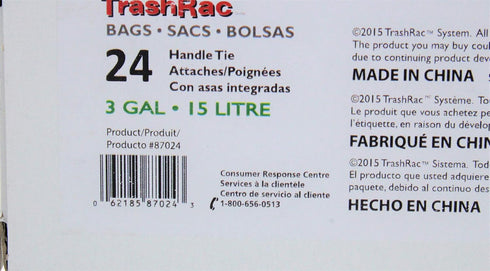 3 Gallon Trash Bags, Handle Tie, 24 Pack