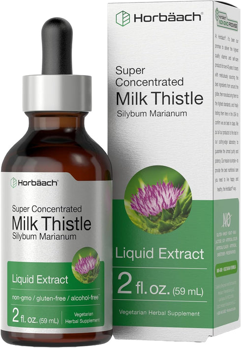 Horbaeach Milk Thistle Extract Liquid | 2 fl oz | Alcohol Free Vegetarian Non-GMO Gluten Free Supplement