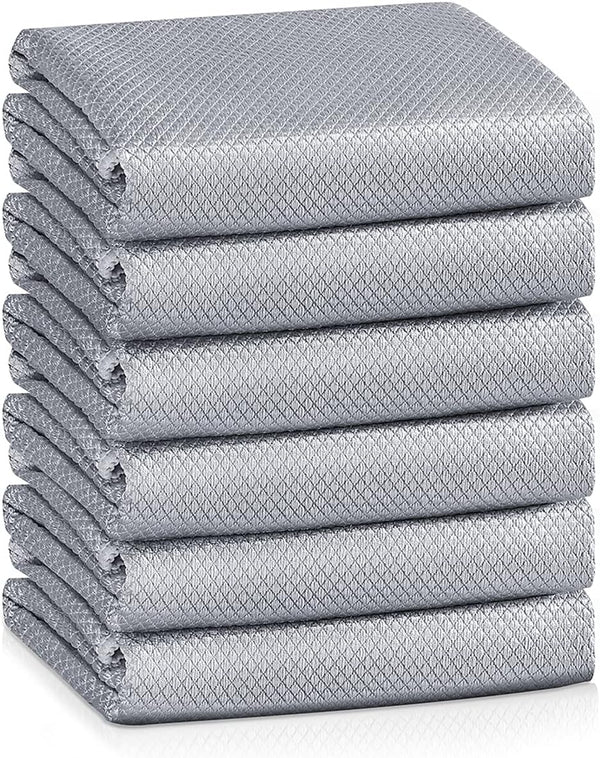 Fish Scale Lint Free Microfiber Cleaning Cloth: Best for Glass, Window, Mirror Cleaning, Streak Free, Pack of 6