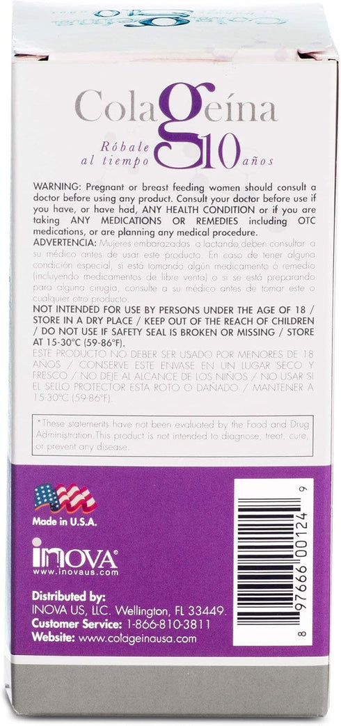 Colageina 10 Hydrolyzed Collagen Capsules with Vitamin C, 60 Count, Anti-Aging Dietary Supplement for Skin, Hair, Joints
