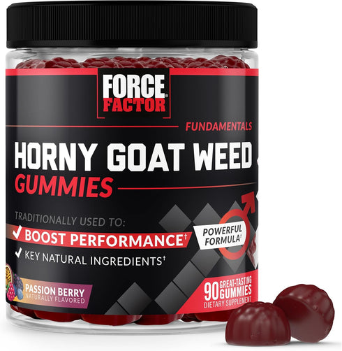 Force Factor Horny Goat Weed Gummies for Men, Natural Male Drive &