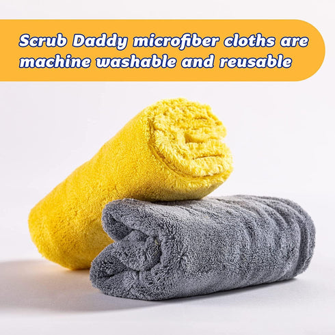 Scrub Daddy Microfiber Cloths, All Purpose Super Soft & Ultra Plush Cleaning Towels, Grey & Yellow (2 Pack)
