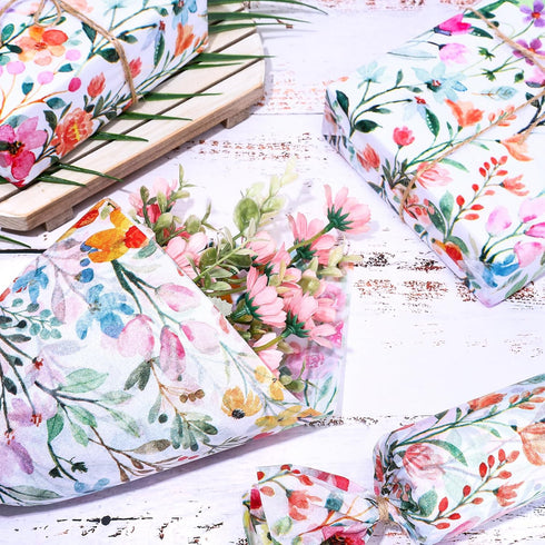 Whaline 100 Sheets Floral Tissue Paper, 13.7 x 19.6 Inch Watercolor Flower Gift Wrapping for Spring Weddings