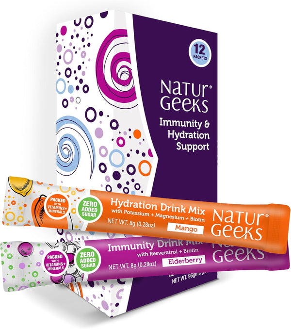 Vegan Electrolytes Powder, Immunity & Hydration Drink Mix with Vitamins, Magnesium & More, 12 Pack Variety