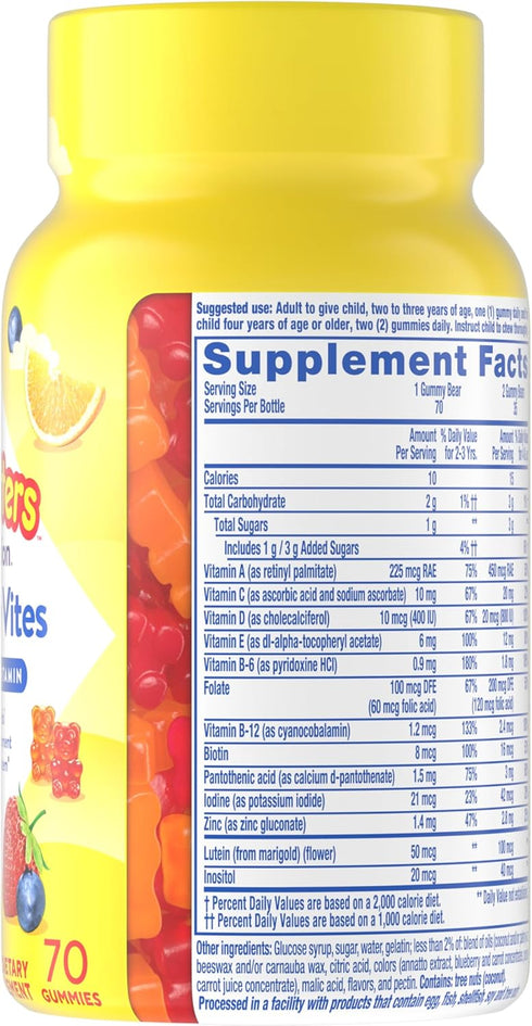 Gummy Gummy D3 Immune 70 Count Gummies Lil Critters Vites Daily Multivitamin for Kids, Vitamin C, for Support Cherry