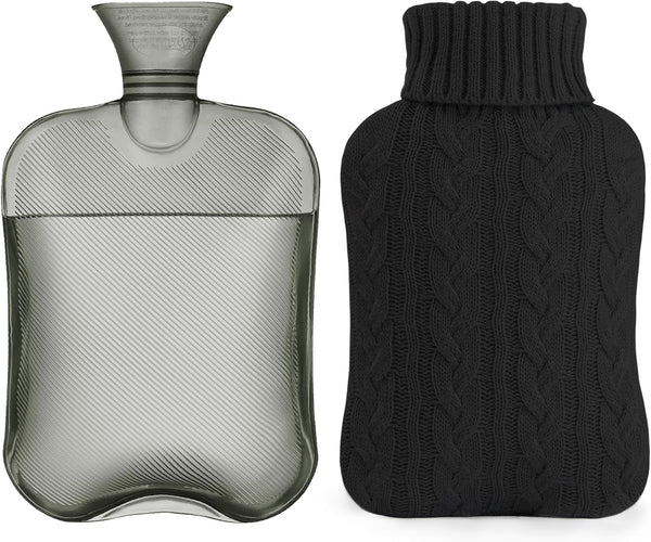 samply Hot Water Bottle with Knitted Cover, 2L Hot Water Bag for Hot and Cold Compress, Ideal for Pain Relief