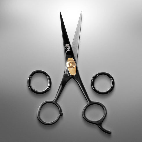 Razor Sharp Beard & Mustache Scissors, 5" High Carbon Stainless Steel Facial Hair Trimming Shears, Right Handed, Black
