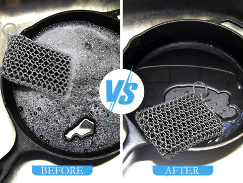 Scrubber,316 Herda Chain Mail Cast Iron Cleaner Chainmail Pan Scrubber Metal Cleaning Brush, Pad, Sponge Scraper