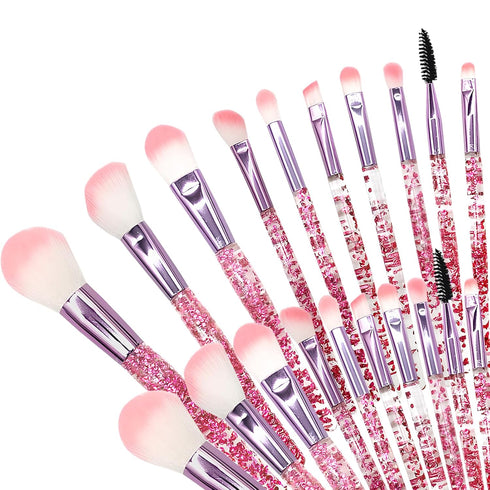 Bling Crystal 10-Piece Makeup Brush Set for Foundation, Concealer, Eye Shadow, Blush, Lip