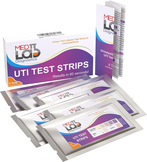 Strips(Pack 6) UTI Test of Individually Wrapped Urinary Tract Infection Urine UTI Test Kit for Women, Men, Kids Cats