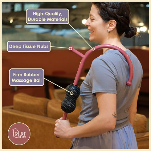 Toro Canyon 2-in-1 Roller Cane Massager | Massage Roller Stick & Trigger Point Cane | Rubber Ball for Deep Tissue