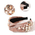 Ivyu Knotted Pearl Headbands, Fashion Hair Accessories for Women, No Slip Cute Top Knot Gift for Girls, Black Pink Gold