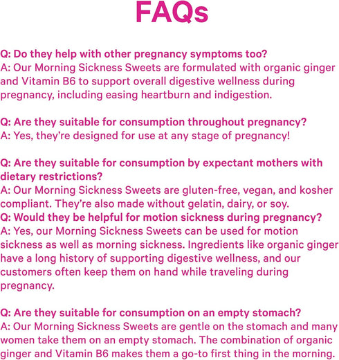 Pink Stork Morning Sickness Sweets, Organic Mango Ginger Candy with Vitamin B6 - 30 Wrapped Drops