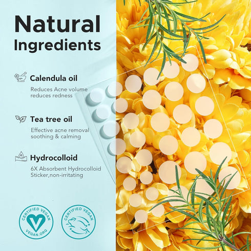 Pimple Patch Acne Patch, 280 Hydrocolloid Invisible Acne Patches for Face, Tea Tree, Calendula Oil - 2 Pack