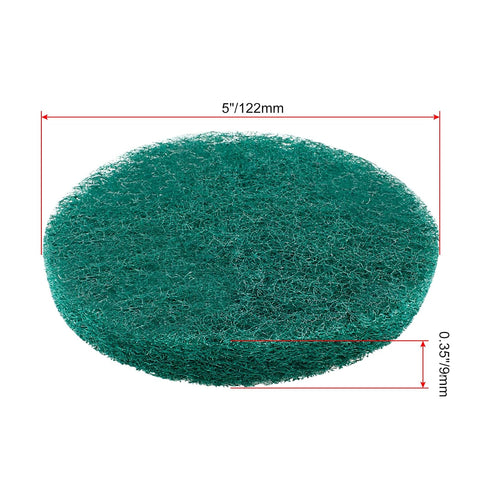 8 Pcs 5 Inch Round Scouring Pads, Hook and Loop Drill Scrubber Pads for Clean Polishing (Green)