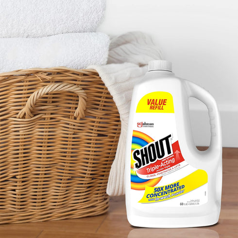 Shout Active Enzyme Laundry Stain Remover Spray, 60oz Prewash Refill, Triple-Acting Formula for 100+ Stains