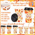 Jingmore 48 Sets 16oz Disposable Paper Coffee Cups with Lids Sleeves Straws Holiday Paper Drinking Cups Bulk for Hot