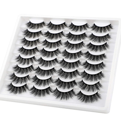 JIMIRE 16 Pairs 3D Faux Mink Fluffy Volume Natural False Eyelashes Pack