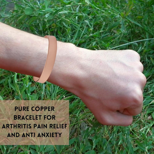 Handmade Pure Copper Bracelet for Women and Men, Thickest Adjustable Carved Copper Bracelet for Pain and Stress Relief