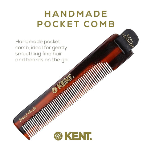 Kent NU22 Handmade Fine Tooth Pocket Comb for Men, Women, Kids - Hair Straightener for Grooming, Beard, Mustache, Made
