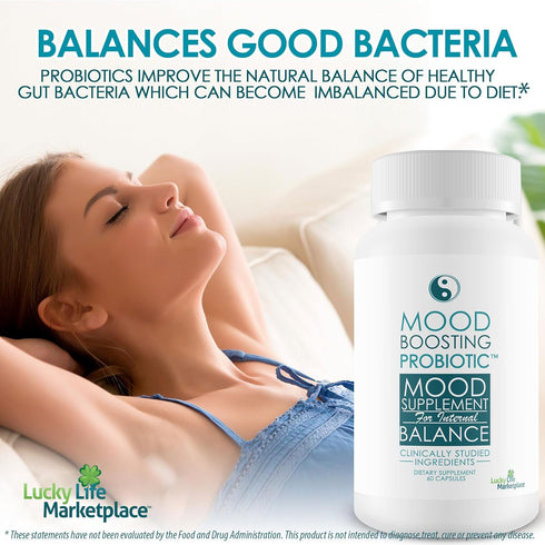 Mood Boosting Probiotic Supplement for Women & Men, Prebiotic & Probiotic Support for Digestive Health