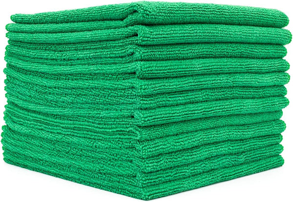 The Rag Company All-Purpose Microfiber Terry Cleaning Towels, 300gsm, 14in x 14in, Green, 12-Pack, Lint-Free