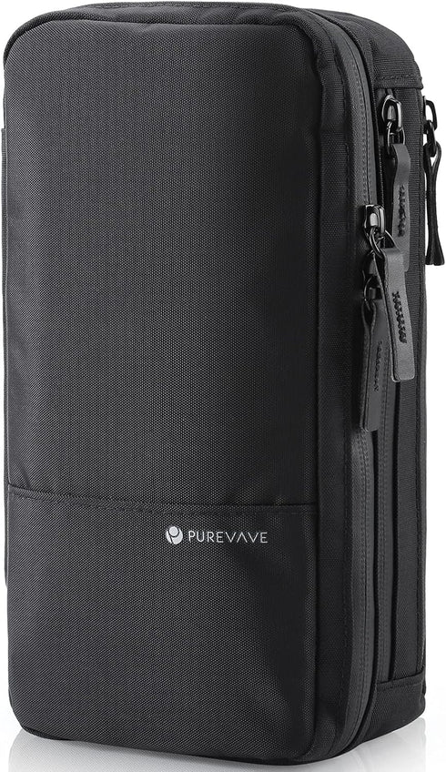 Purevave Compact Mens Toiletry Travel Bag, Waterproof Hanging Dopp Kit, Black Wash Pouch