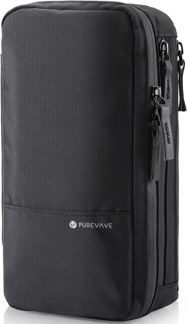 Purevave Compact Mens Toiletry Travel Bag, Waterproof Hanging Dopp Kit, Black Wash Pouch