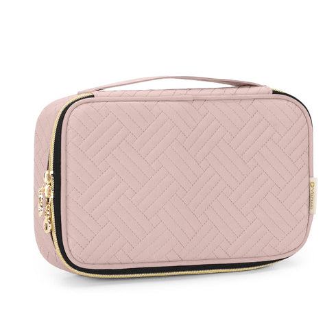 Yarwo Travel Makeup Brushes Bag, Portable Cosmetic Bag for Brushes (up to 9.4") and Essentials, Dusty Rose
