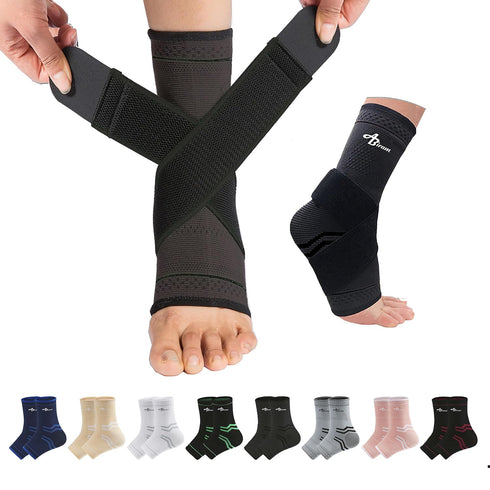 ABIRAM Ankle Brace - Compression Sleeve with Wrap for Sprained Foot & Plantar Fasciitis Relief