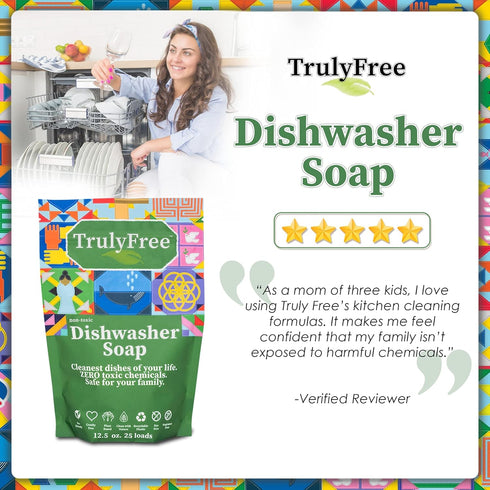 Auto Dishwasher Soap, 12.5oz Bag - Natural Concentrated Formula, Dishwasher Detergent Cleaning Supplies, Hard Water