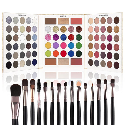 UCANBE 86 Colors Eyeshadow Makeup Palette + 15 Brushes Set - Highly Pigmented Long Lasting Makeup Kit