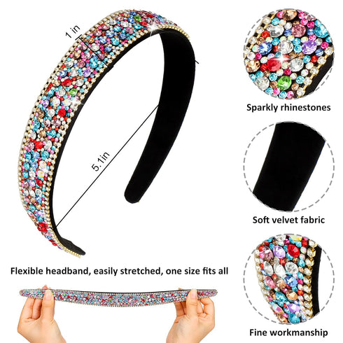 Wecoe 4 Pack Rhinestone Headbands, Fashion Glitter Sparkly Diamond Hair Accessories for Women Girls, Birthday Gift