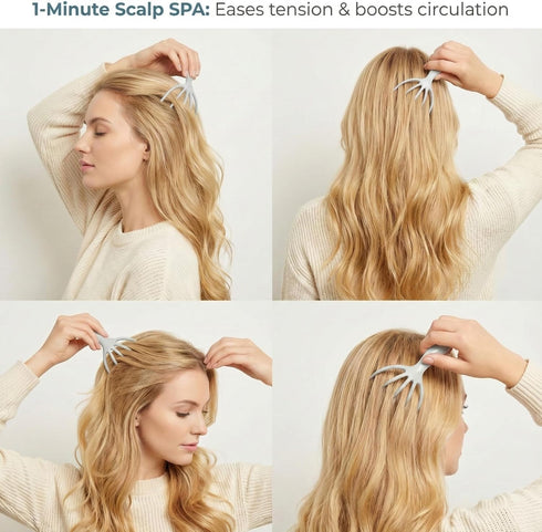 Inoostar Set Scalp Massager & Gua Sha Tool - Manual Head Massager, Massage Comb for Relaxation & Stress Relief (Grey