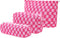 Large Capacity Pink Checkered Makeup Bag Set, 3 Pieces Canvas Travel Organizer for Women