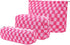 Large Capacity Pink Checkered Makeup Bag Set, 3 Pieces Canvas Travel Organizer for Women
