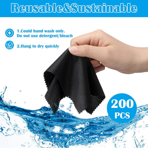 Fabbay 200 Pcs Microfiber Cleaning Cloths, 7 x 6 Inch Lens Wipes for Glasses, Smart Phones, Laptops (Black, Gray)