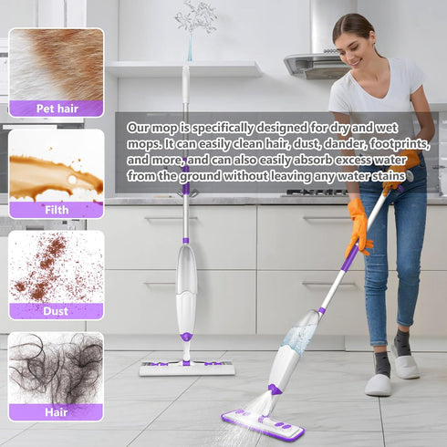 Spray Mops for Hardwood Floor Cleaning - Wood Floor Mop with Washable Pads for Laminate & Tile