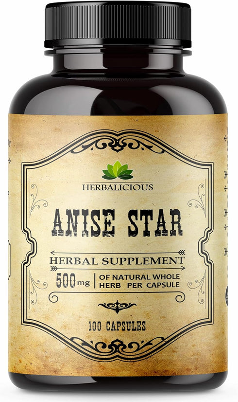 Star Anise Dietary Supplement - 100 Capsules of Anise Extract, 1000mg Natural Formula for Immune Strength and